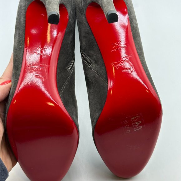 Christian Louboutin PUMPPIE BOTTA 85 Suede Knee High Tall Boots Heels - Picture 14 of 16